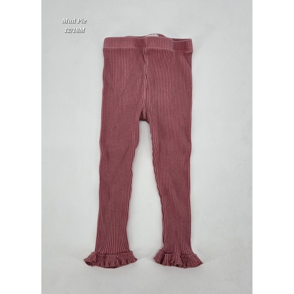 Mud Pie Other - Mud Pie Baby Girl Dusty Rose Ribbed Ruffle Hem Leggings 12-18M Cottagecore